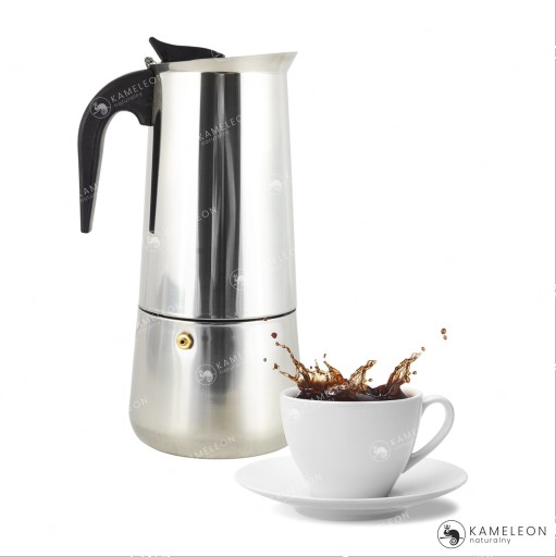 KAWIARKA METALOWA EKSPRES DO KAWY KAFETERKA 450ml stalowa srebrna 9 filiżan