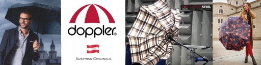 NAJLŻEJSZA 140 g parasolka damska Doppler Fiber Havanna w pepitkę niebieska