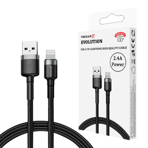 USB-кабель Feegar Lightning для iPhone, нейлон, 1 м