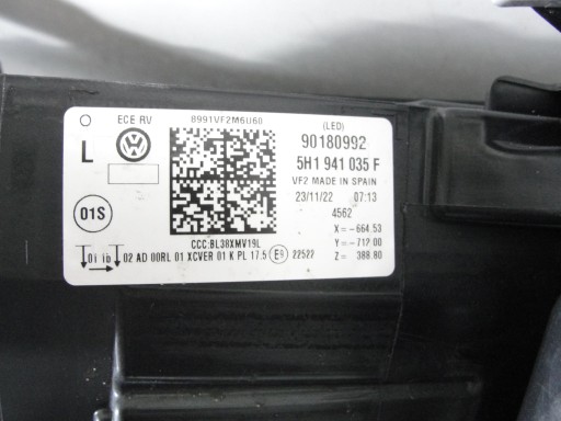 ФОНАРЬ ПЕРЕДНИЙ ЛЕВЫЙ VW GOLF VIII 2019- FULL LED 5H1941035F IQ LIGHT