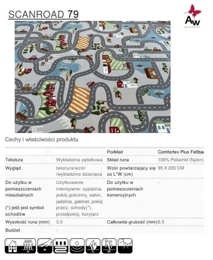 КОВЕР ДЕТСКИЙ City Streets Scanroad 4м серо-синий