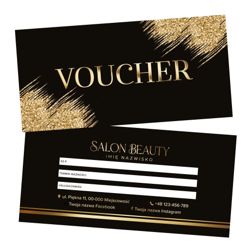 VOUCHER podarunkowy ZAPROSZENIE NA WIZYTĘ ZŁOTE PLAMY BEAUTY 100 SZT
