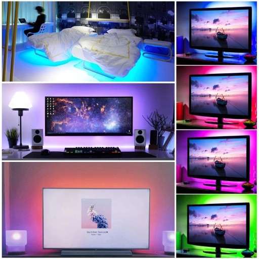 TAŚMA LED RGB USB PILOT 3M PODŚWIETLENIE TV 5V