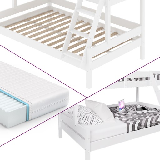 кроватка EVEREST 200X120 БЕЛАЯ + МАТРАС VITALISPA