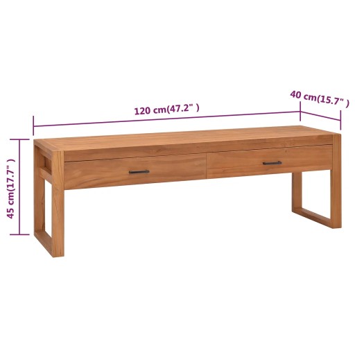 vidaXL Подставка под телевизор 120x40x45 см Массив тикового дерева