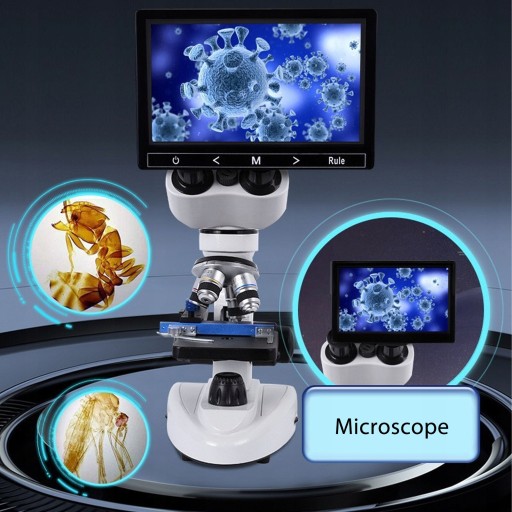 Бинокулярный микроскоп 40X-5000X, вращение на 360°.