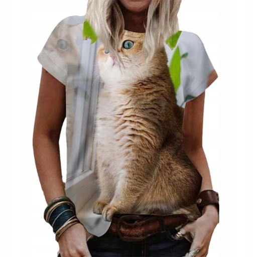ФУТБОЛКА ЖЕНСКАЯ, ФУТБОЛКА С ПОЛНЫМ ПРИНТОМ 3D CAT