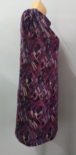 M/L 40/42 свободное женское платье-свитер-туника с высоким воротником и короткими рукавами фиолетового цвета