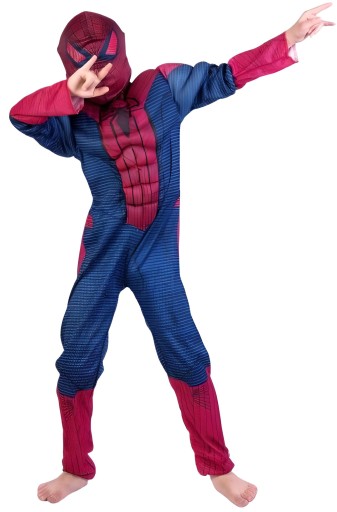 Strój Karnawałowy Kostium Przebranie SPIDERMAN z Mięśniami Rozmiar 100-116