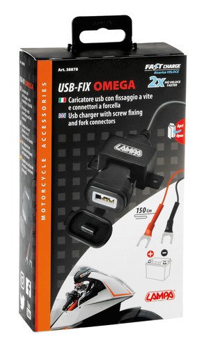 Разъем для зарядного устройства USB Fix Omega, водонепроницаемый, 12/24 В.