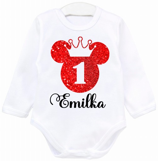 Боди с длинным рукавом 1st BIRTHDAY MOUSE GLITTER NAME 1980-е