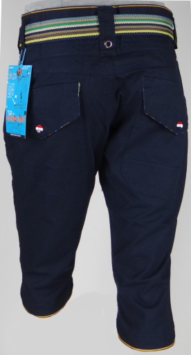 Spodenki GRANATOWE z Paskiem Za Kolano Bawełna 3XL