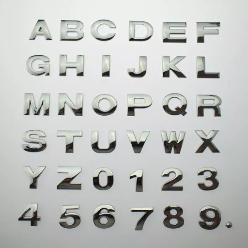 3D Metal Car Stickers Alphabet Badge Chrome S