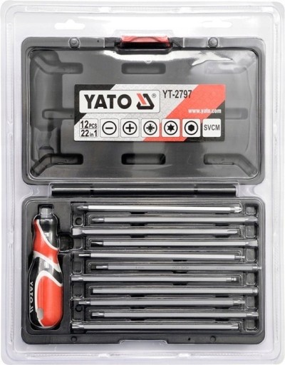 ОТВЕРТКА YATO ОТВЕРТКА СО СМЕННЫМИ НАКОНЕЧНИКАМИ ПЛОСКИЙ КРЕСТОВЫЙ TORX HEX IMBUS 22e