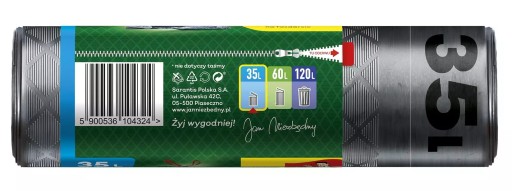 ПАКЕТЫ ДЛЯ МУСОРА JAN NIEZBĘDNY FLEX & STRONG MEGA STRONG тиснение 35л x15