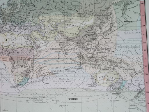 Оригинальная КАРТА МИРА 1881 года Европа Азия Африка Америка ПОГОДА КЛИМАТ отличная