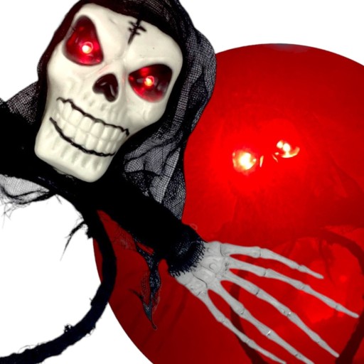 Strój KOŚCIOTRUP zestaw CZASZKA LED HALLOWEEN