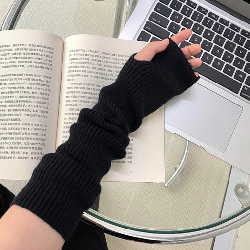 Autumn Winter Women Arm Warmers Fingerless Cuf Knitted Arm Sleeve Fine