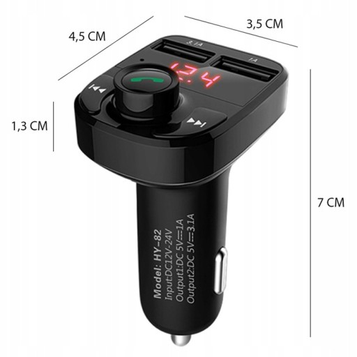 FM-ПЕРЕДАТЧИК BLUETOOTH MP3 ЗАРЯДНОЕ УСТРОЙСТВО SD 2xUSB