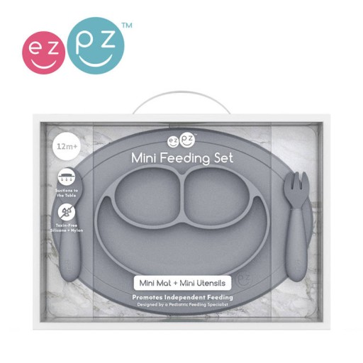 EZPZ Komplet Naczyń Silikonowych Mini Feeding Szar