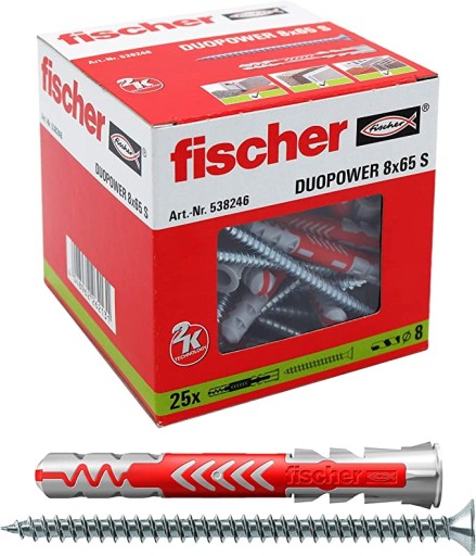 FISCHER kołki kołek DUOPOWER 8x65mm 25szt.+ WKRĘT