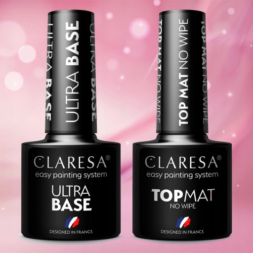 Claresa lakier hybryd ULTRA BASE + TOP MAT NO WIPE