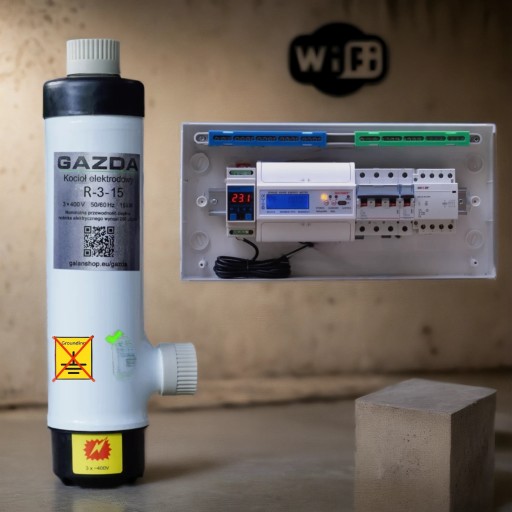 Kocioł elektrodowy trójfazowy Gazda serii R 15kW ze sterowaniem Wi-Fi