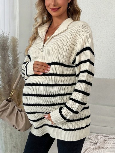 ДЖЕМПЕР ДЛЯ ПЕРЕДОВЫХ С ШЕИ В ПОЛОСКУ БЕЖЕВЫЙ CASUAL SHEIN M 38
