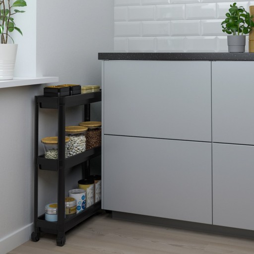 ПОЛКА ТЕЛЕЖКА ДЛЯ ВАННОЙ ЧЕРНАЯ IKEA VESKEN 54X18X71CM