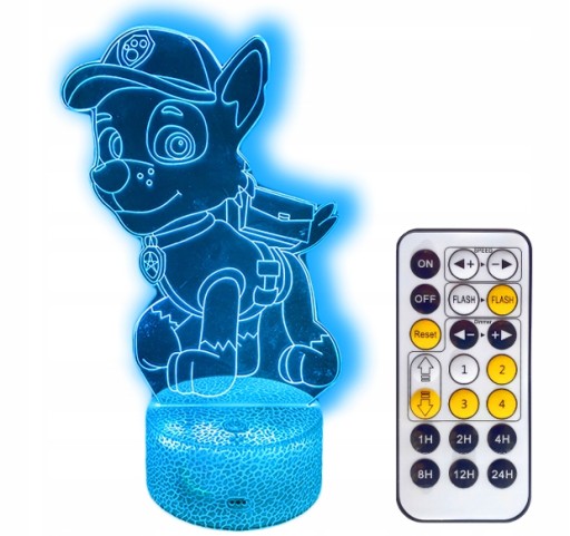 3D LED ночник PAW PATROL ROCKY USB + ДИСТАНЦИОННЫЙ