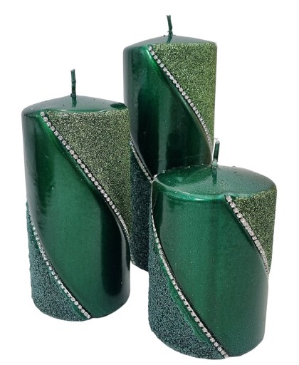 ŚWIECA ozdobna BOLERO NEW zielony17,5cm ARTMAN walec