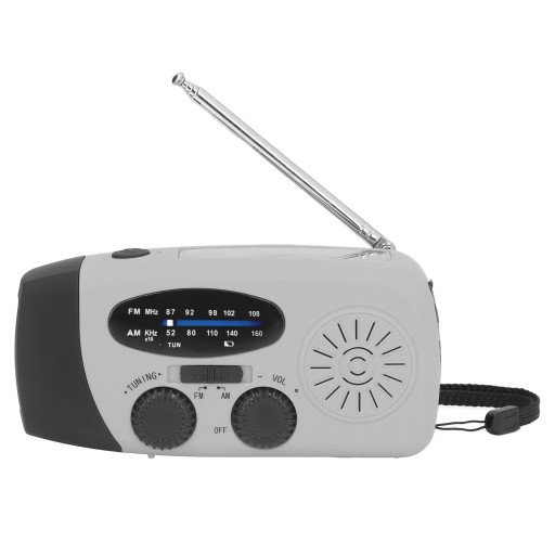 RADIO SŁONECZNE Z KORBĄ RĘCZNĄ LED USB Z BATERIĄ