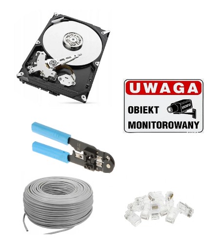 Комплект МОНИТОРИНГА из 4 камер POE 4K Ultra HD 8Mpx Серый