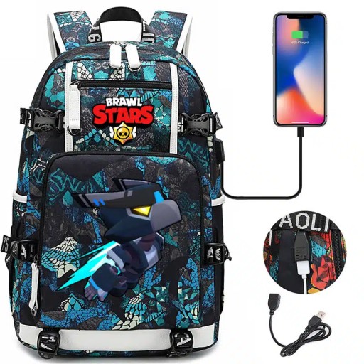 Рюкзак Dark Mecha Crow Brawl Stars с USB-зарядкой. Большая емкость