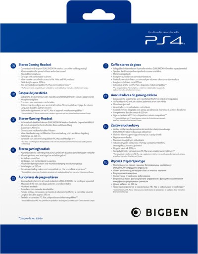 Наушники BIGBEN для PS4, лицензия SONY BLUE