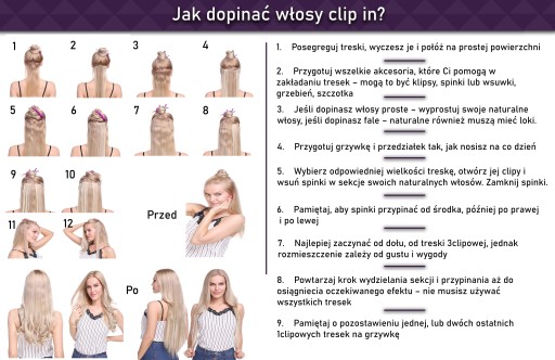 Doczepiane włosy clip in 65 cm srebrny blond fale