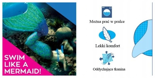 Dorosły STRÓJ KĄPIELOWY syreni Syreny OGON WYB