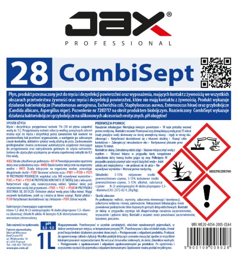 МОЮЩАЯ И ДЕЗИНФЕКЦИОННАЯ ЖИДКОСТЬ JAX PROFESSIONAL 28 COMBISEPT 1л