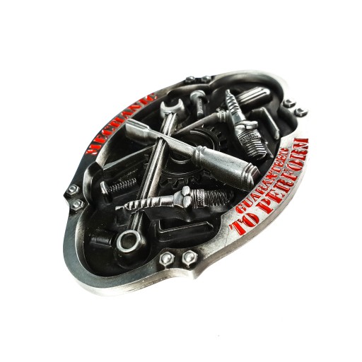 PIĘKNA SREBRNA KLAMRA DO PASKA MECHANIK TUNING