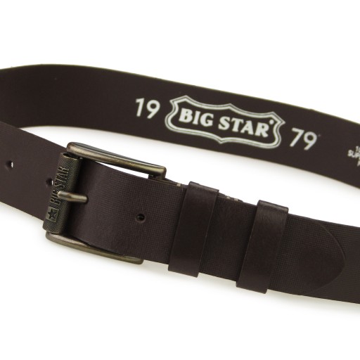 PASEK skórzany MĘSKI BIG STAR do spodni brązowy + ETUI 95/110cm