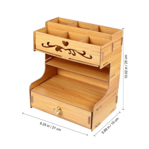Настольная подставка для хранения, деревянный органайзер, ручка, бамбук.