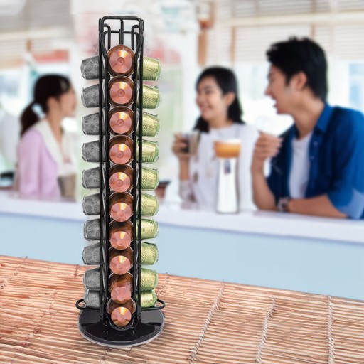 Вращающийся подставкой для капсул Nespresso, 40 шт., черный, с дозатором