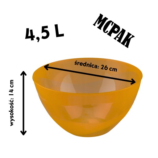 MISKA PLASTIKOWA FALA DUŻA TRANSPARENTNA DO SAŁATEK PRZEKĄSEK 4,5 L 26 CM