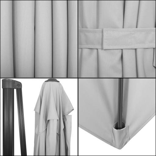 PARASOL OGRODOWY SKŁADANY DUŻY+POKROWIEC MOCNY 500cm Z KORBĄ SZARY OBROTOWY