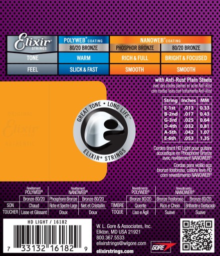 Струны Elixir Nanoweb Phosphor Bronze 13-53 16182