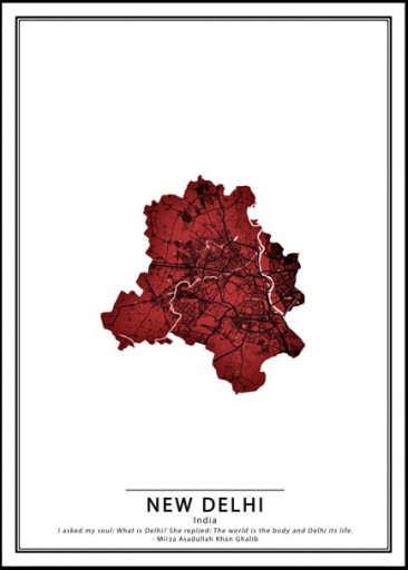 Crimson Cities - Нью-Дели - постер 59,4x84,1 см