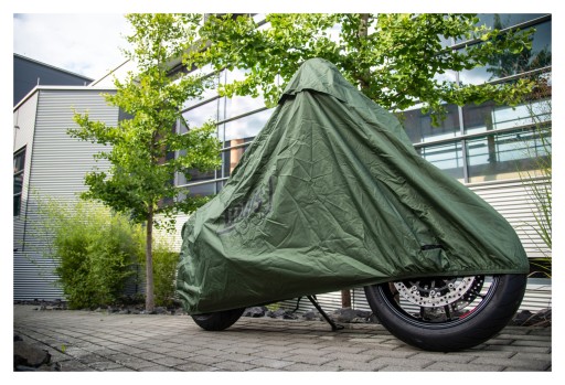 Pokrowiec motocyklowy zewnętrzny DUŻY ze ściągaczem z okienkiem na tablice