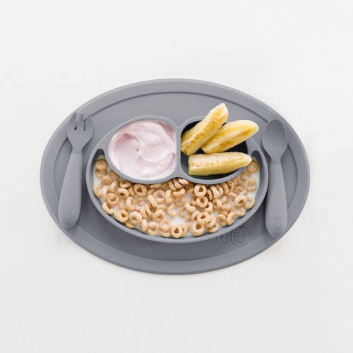 EZPZ Komplet Naczyń Silikonowych Mini Feeding Szar