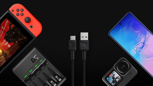 Кабель Green Cell USB A — кабель USB-C типа C длиной 2 м, прочный для телефона