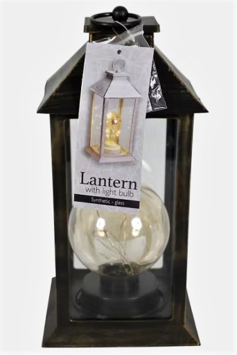 LAMPION LED LATARENKA Z ŻARÓWKĄ LATARENKA LED 14 x 29 cm CZARNO ZŁOTA O